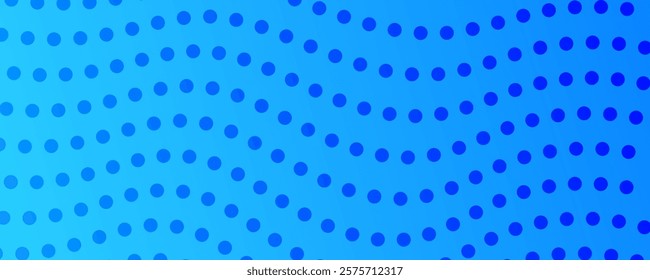 Halftone background with flowing dots. Blue abstract wave texture. Vector illustration