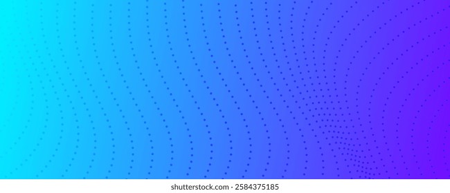 Halftone background with flowing dots. Blue abstract wave texture. Vector illustration