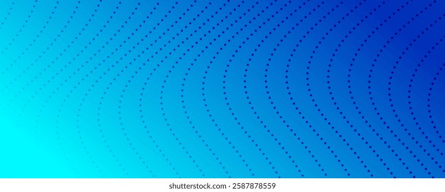 Halftone background with flowing dots. Blue abstract wave texture. Vector illustration