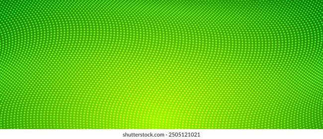 Fondo de semitono con puntos que fluyen. Textura de onda abstracta verde. Ilustración vectorial