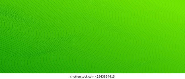 Fondo de semitono con puntos que fluyen. Textura de onda abstracta verde. Ilustración vectorial