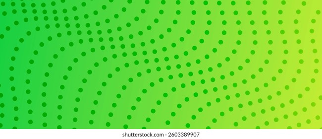 Halftone background with flowing dots. Green abstract wave texture. Vector illustration