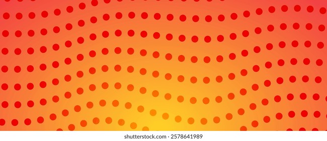 Halftone background with flowing dots. Orange abstract wave texture. Vector illustration