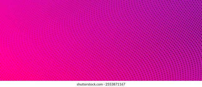 Halftone background with flowing dots. Pink abstract wave texture. Vector illustration
