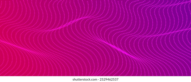 Fondo de semitono con puntos que fluyen. Textura de onda abstracta púrpura. Ilustración vectorial