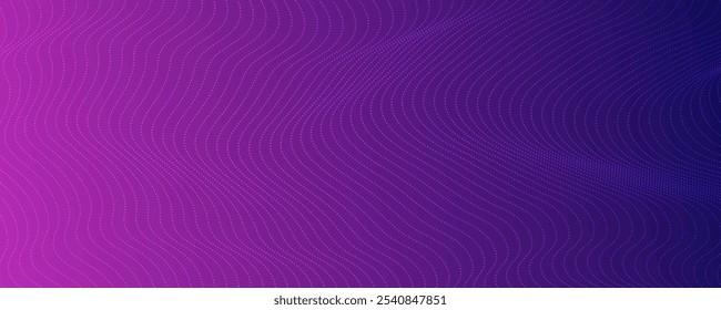 Halftone background with flowing dots. Purple abstract wave texture. Vector illustration