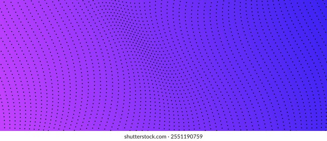 Halftone background with flowing dots. Purple abstract wave texture. Vector illustration