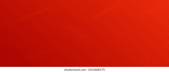 Halbtonhintergrund mit fließenden Punkten. Rote abstrakte Wellenstruktur. Vektorgrafik