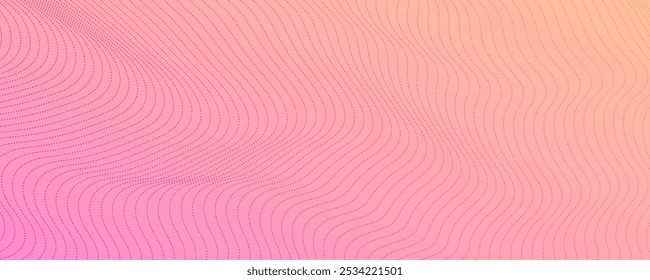 Fondo de semitono con puntos que fluyen. Textura de onda abstracta violeta. Ilustración vectorial