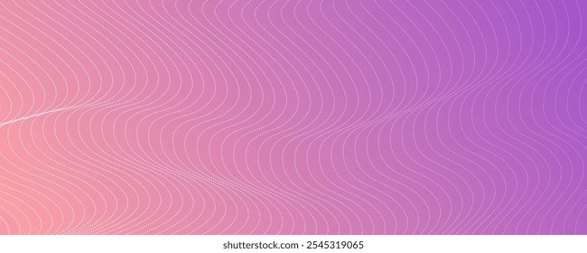 Fondo de semitono con puntos que fluyen. Textura de onda abstracta violeta. Ilustración vectorial