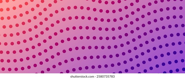 Halftone background with flowing dots. Violet abstract wave texture. Vector illustration