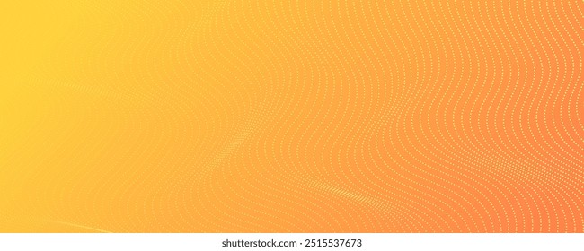 Halftone background with flowing dots. Yellow abstract wave texture. Vector illustration
