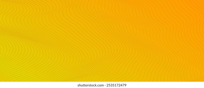 Fondo de semitono con puntos que fluyen. Textura de onda abstracta amarilla. Ilustración vectorial