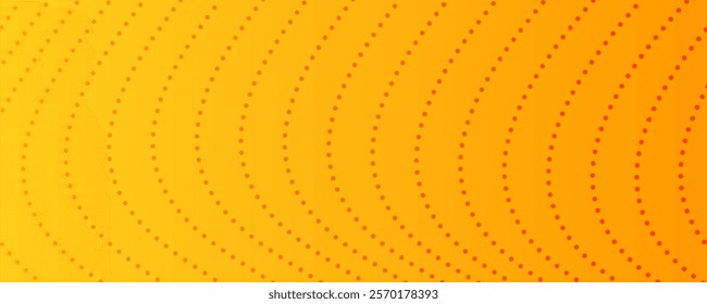 Halftone background with flowing dots. Yellow abstract wave texture. Vector illustration