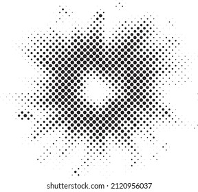 Halftone Background. Glowing light Halftone effect. abstract grunge Starburst halftone dots background. Star Flare, Shine light halftone texture. Retro background, pop art style.