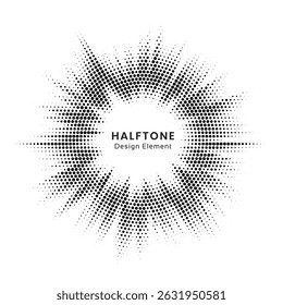 Halftone Background. Glowing light Halftone effect. Abstract grunge Starburst halftone dots background. Star Flare, Shine light halftone texture. Retro background, pop art style.	