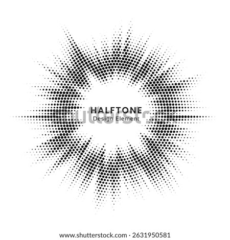 Halftone Background. Glowing light Halftone effect. Abstract grunge Starburst halftone dots background. Star Flare, Shine light halftone texture. Retro background, pop art style.	