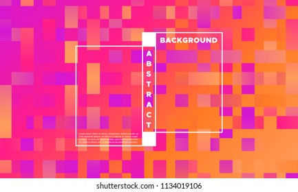 Halftone Background with Glowing Rectangles. Trendy Colorful Gradient. Bright Geometric Template for Cover, Presentation. Minimal Design. EPS10 Vector. Trendy Halftone Background in Futuristic Style.