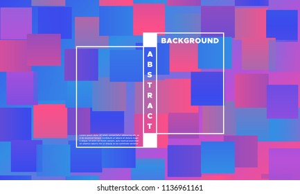 Halftone Background with Glowing Rectangles. Trendy Colorful Gradient. Bright Geometric Template for Cover, Presentation. Minimal Design. EPS10 Vector. Trendy Halftone Background in Futuristic Style.
