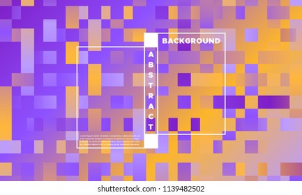 Halftone Background with Glowing Rectangles. Trendy Colorful Gradient. Bright Geometric Template for Cover, Presentation. Minimal Design. EPS10 Vector. Trendy Halftone Background in Futuristic Style.