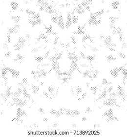 Halftone Background. Grunge Vector Illustration With Ink Dots Texture Design Element. Abstract Image With Dirty, Dotted, Black Circles. Dark Round Particles Backdrop On A White Background.
