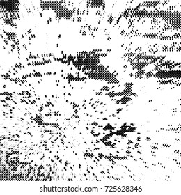 Halftone Background. Grunge Vector Illustration With Ink Dots Texture Design Element. Abstract Image With Dirty, Dotted, Black Circles. Dark Round Particles Backdrop On A White Background.
