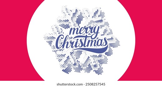 Halftone background. An illustration of round particles. The dots form images. Vector graphics. A Christmas card with a snowflake.