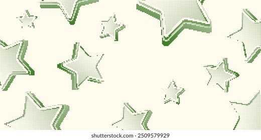 Fondo de semitono. Una ilustración de partículas redondas. Los puntos forman Imágenes. Gráficos de Vector. Estrellas verdes sobre un fondo suave.