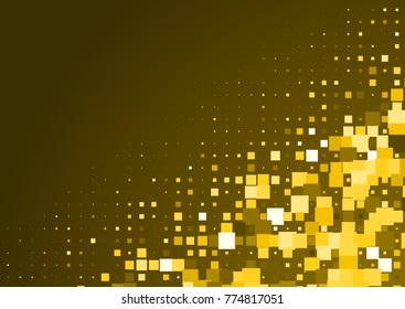 Halftone background made of gold squares. Festive vector pattern for christmas and holiday design. Luxery shining geometric texture