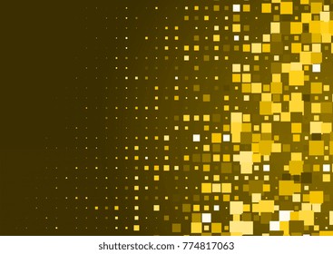 Halftone background made of gold squares. Festive vector pattern for christmas and holiday design. Luxery shining geometric texture