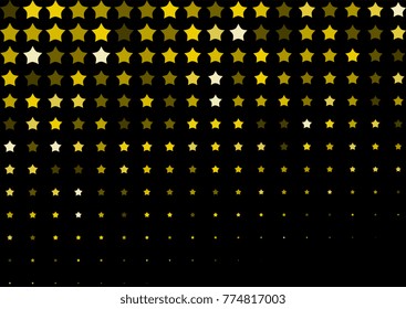 Halftone background made of gold stars. Festive vector pattern for christmas and holiday design. Luxery shining geometric texture