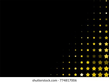 Halftone background made of gold stars. Festive vector pattern for christmas and holiday design. Luxery shining geometric texture