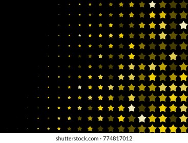 Halftone background made of gold stars. Festive vector pattern for christmas and holiday design. Luxery shining geometric texture