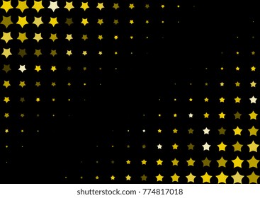 Halftone background made of gold stars. Festive vector pattern for christmas and holiday design. Luxery shining geometric texture