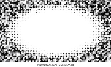 Halftone Background. Modern Tech With Simple Shapes. Dynamic Frame For Annual Invitation. White Graphic Flyer. Minimalist Black Texture. Geometric Grey Poster. Trendy Halftone Background