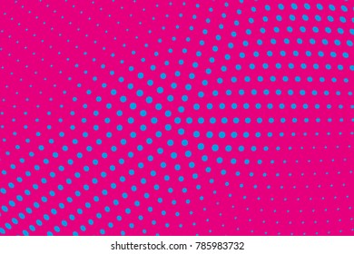 Halftone background. Pink, blue color. Dotted retro backdrop, panels with dots, points, circles, rounds. Design element for web banners, posters, cards, wallpaper, sites.  