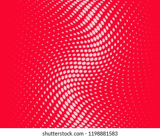 Halftone Background. Pink-red color. Digital Gradient. Pop-art style. Grunge Backdrop. Modern futuristic Pattern. Abstract panel. Vector illustration
