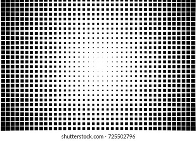 Halftone background. Pop art, comic style. Pattern with small squares. Design element for web banners, posters, cards, wallpapers, backdrops, sites, panels. Black and white color. Vector illustration