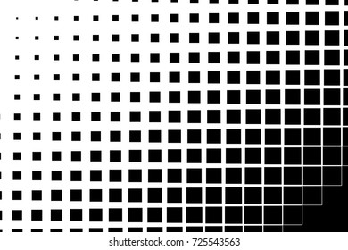 Halftone background. Pop art, comic style. Pattern with small squares. Design element for web banners, posters, cards, wallpapers, backdrops, sites, panels. Black and white color. Vector illustration
