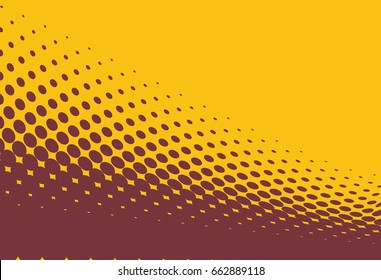 Halftone background. Pop art style. Orange, burgundy color Pattern with circles, dots, design element for web banners, posters, cards, Wallpaper, backdrops, labels, sites, stickers Vector illustration