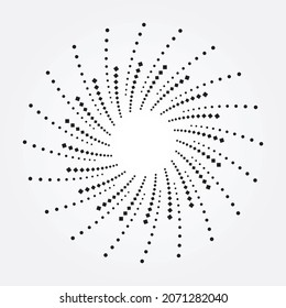 Halftone background in radial form. Vector dotted frame. Radial halftone dotted background. Fireworks Explosion background. Vector Illustration. Halftone design element.