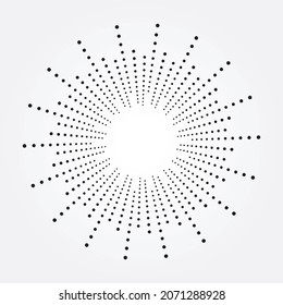 Halftone background in radial form. Vector dotted frame, texture, pattern, Vector Illustration. Halftone design element.