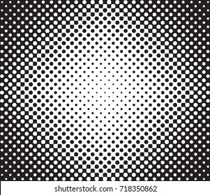 Halftone background. Radial gradient of dots. Vector illustration