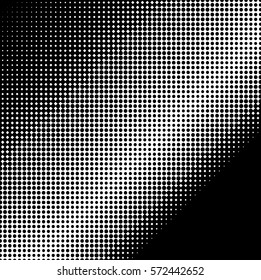 Halftone background, round spot shapes, vintage or retro graphic, usable as decorative element. Vector illustration.