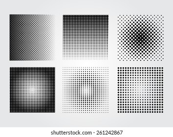 Halftone background set.Halftone dots.Abstract vector illustration.