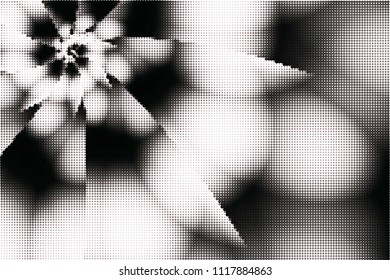 Halftone background stylized spiral monochrome flower vector dots