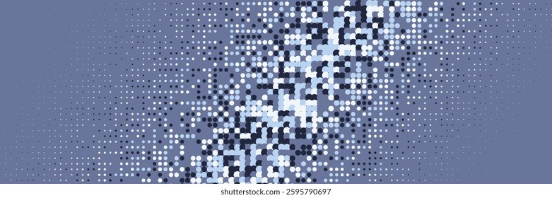 Halftone Background. Summer Circles With Modern Art. Linear Shapes In Annual Frame. Abstract Flyer. Minimalist Music Texture. Geometric Dots Poster. Trendy Halftone Background