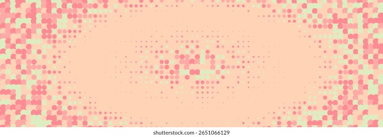 Halftone Background. Summer Circles With Modern Art. Young Brand In Minimalistic Frame. Abstract Flyer. Minimalist Business Poster. Geometric 1980 Pattern. Trendy Halftone Background