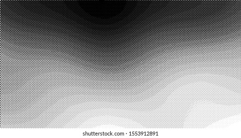 Halftone background wave. Curved gradient texture or pattern. Vertical gradient dots. Pop art texture. Vector illustration.