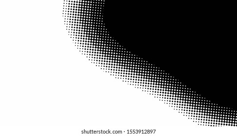 Halftone background wave. Curved gradient texture or pattern. Vertical gradient dots. Pop art texture. Vector illustration.